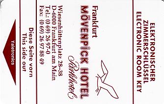Hotel Keycard Movenpick Frankfurt Germany Front