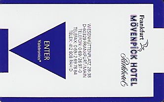 Hotel Keycard Movenpick Frankfurt Germany Front