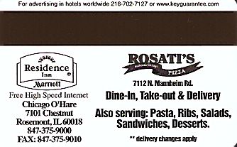 Hotel Keycard Marriott - Residence Inn Illinois (State) U.S.A. (State) Back