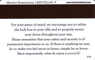 Hotel Keycard Marriott - Vacation Club Grande Vista U.S.A. Back