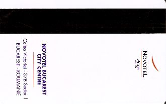 Hotel Keycard Novotel Bucharest Romania Back