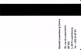 Hotel Keycard Novotel  Luxembourg Back