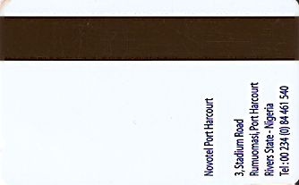 Hotel Keycard Novotel Port Harcourt Nigeria Back
