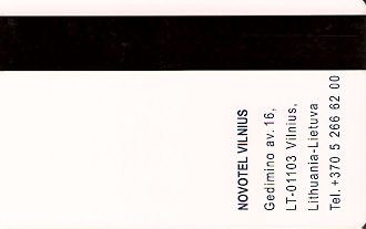 Hotel Keycard Novotel Vilnius Lithuania Back