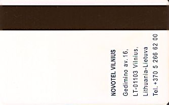 Hotel Keycard Novotel Vilnius Lithuania Back