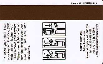 Hotel Keycard Park inn  Hyderabad India Back