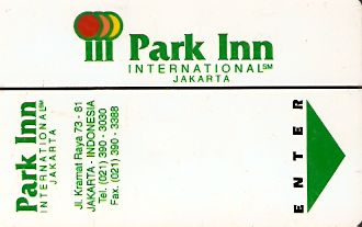Hotel Keycard Park inn  Jakarta Indonesia Front
