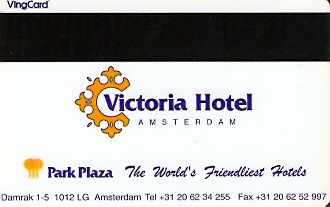 Hotel Keycard Park plaza Amsterdam Netherlands Back