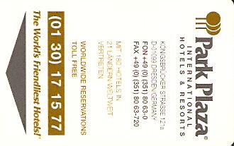 Hotel Keycard Park plaza Dresden Germany Front