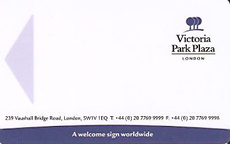 Hotel Keycard Park plaza London United Kingdom Front