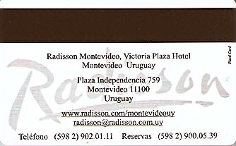 Hotel Keycard Radisson Montevideo Uruguay Back