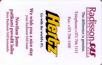 Hotel Keycard Radisson Riga Latvia Front