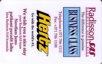 Hotel Keycard Radisson Riga Latvia Front