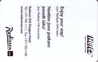 Hotel Keycard Radisson Riga Latvia Front