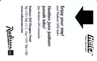 Hotel Keycard Radisson Riga Latvia Front