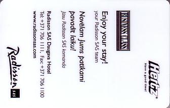 Hotel Keycard Radisson Riga Latvia Front
