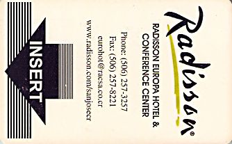 Hotel Keycard Radisson San Jose Costa Rica Front