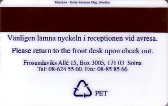 Hotel Keycard Radisson Stockholm Sweden Back