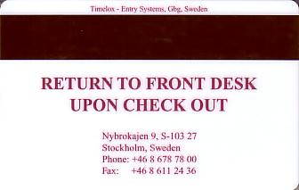 Hotel Keycard Radisson Stockholm Sweden Back