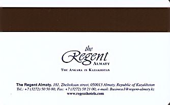 Hotel Keycard The Regent Almaty Kazakhstan Back