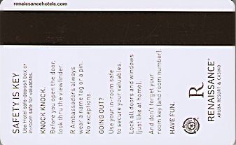Hotel Keycard Renaissance  Aruba Back