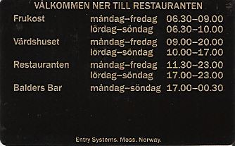 Hotel Keycard Scandic Vasteras Sweden Back
