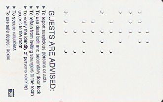 Hotel Keycard Sheraton Generic Back