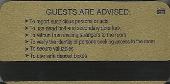 Hotel Keycard Sheraton Generic Back