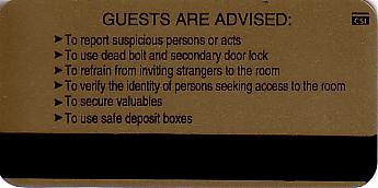Hotel Keycard Sheraton Generic Back