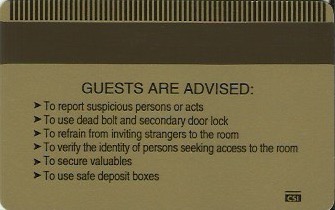 Hotel Keycard Sheraton Generic Back