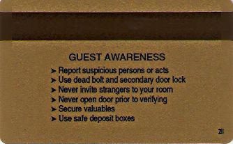 Hotel Keycard Sheraton Generic Back