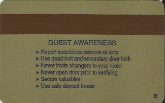 Hotel Keycard Sheraton Generic Back