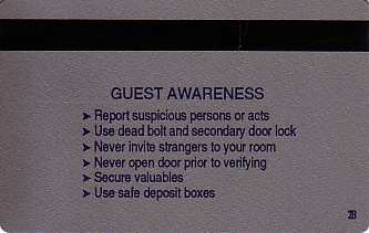 Hotel Keycard Sheraton Generic Back