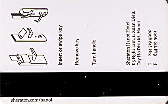 Hotel Keycard Sheraton Hanoi Vietnam Back