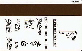 Hotel Keycard Sheraton Saigon Vietnam Back