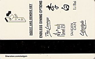 Hotel Keycard Sheraton Saigon Vietnam Back