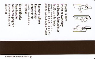 Hotel Keycard Sheraton Santiago Chile Back