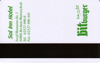 Hotel Keycard Sol Melia - Sol Inn Bochum Germany Back