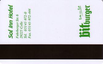 Hotel Keycard Sol Melia - Sol Inn Celle Germany Back