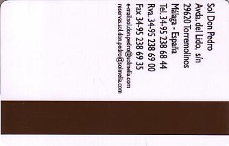 Hotel Keycard Sol Melia - Sol Inn Malaga Spain Back