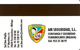Hotel Keycard Sol Melia - Sol Inn Malaga Spain Back