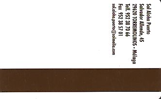 Hotel Keycard Sol Melia - Sol Inn Malaga Spain Back