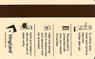 Hotel Keycard Starwood Hotels Generic Back