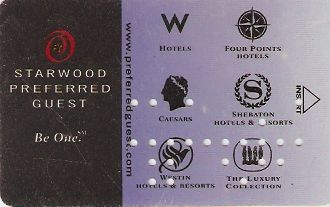 Hotel Keycard Starwood Hotels Generic Front