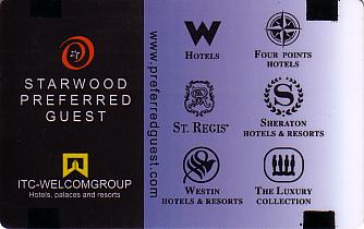 Hotel Keycard Starwood Hotels Generic Front