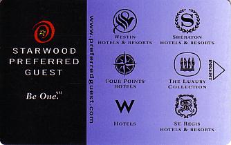 Hotel Keycard Starwood Hotels Generic Front