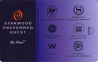 Hotel Keycard Starwood Hotels Generic Front