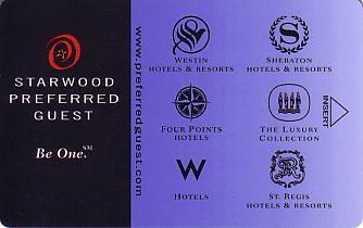 Hotel Keycard Starwood Hotels Generic Front