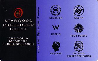 Hotel Keycard Starwood Hotels Generic Front