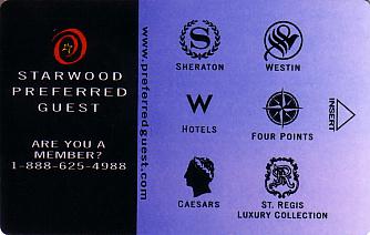 Hotel Keycard Starwood Hotels Generic Front